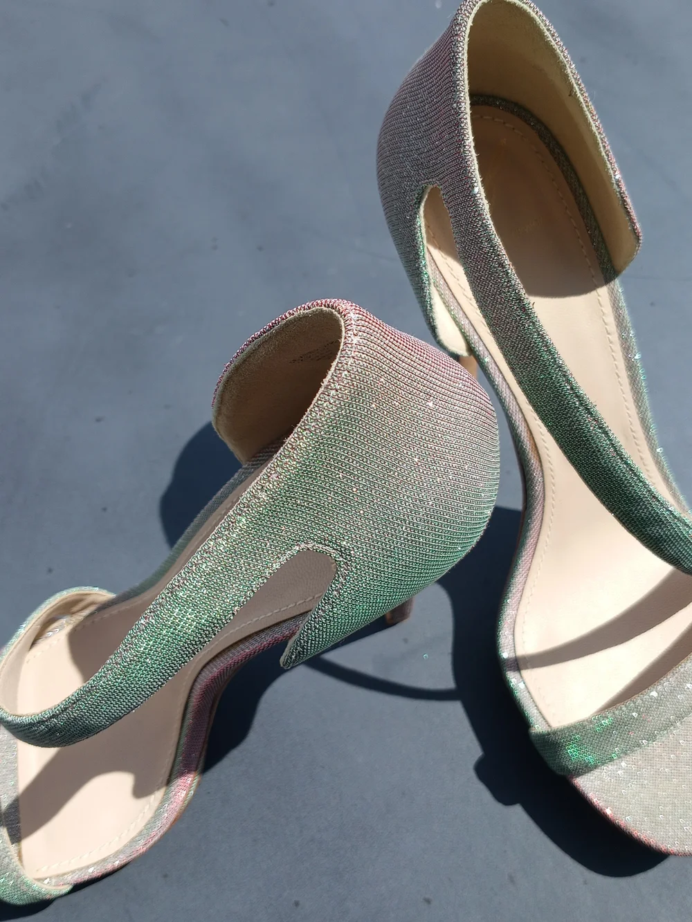 Brian Atwood Consort Elegant Iridescent Green-Pink Women's Open-Toe Heels